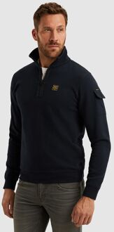 Half Zip Trui Interlock Jersey Navy Donkerblauw