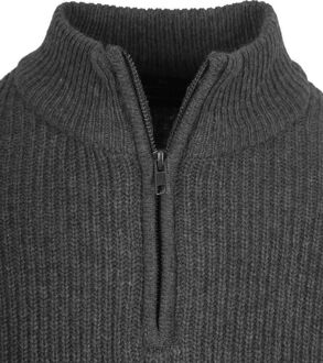 Half Zip Trui Lamswol Antraciet Grijs - 3XL,XL