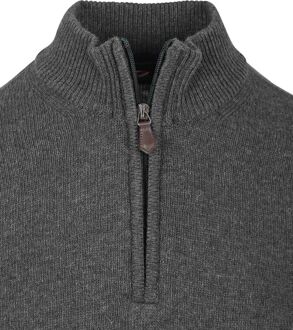 Half Zip Trui Lamswol Antraciet Grijs - M