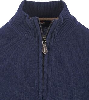 Half Zip Trui Lamswol Navy Donkerblauw - XXL