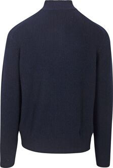 Half Zip Trui Lamswol Navy Donkerblauw - XXL
