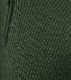 Half Zip Trui Lamswol Olijfgroen - XXL