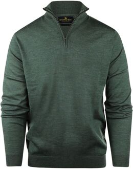 Half Zip Trui Merinowol Sage Groen Donkergroen - 3XL