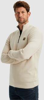 Half Zip Trui Mouliné Ecru Beige - 3XL,M,XXL