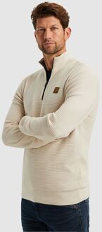 Half Zip Trui Mouliné Ecru Beige