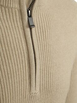 Half Zip Trui Patch Ecru Beige - XL,XXL
