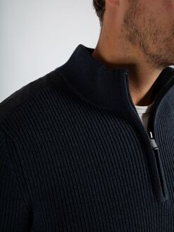 Half Zip Trui Patch Navy Donkerblauw - L,XL,XXL