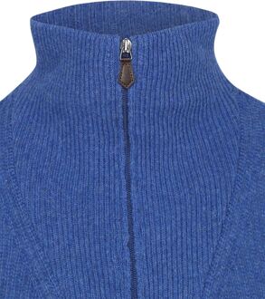 Half Zip Trui Wol Blend Blauw - XXL