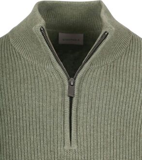 Half Zip Trui Wol Blend Groen