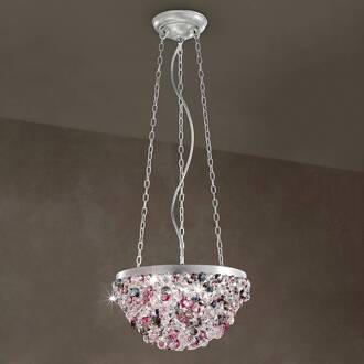 Halfbolvormige hanglamp Rosemery zilver, bont