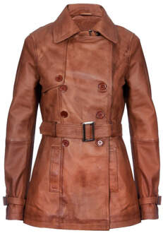 Halflange lederen trenchcoat voor dames - Oakham Bruin