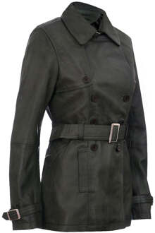 Halflange lederen trenchcoat voor dames - Oakham - maat EU 38 / UK 10 Donkergroen