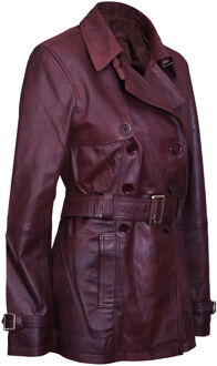 Halflange lederen trenchcoat voor dames - Oakham - maat EU 46 / UK 18 Bruin