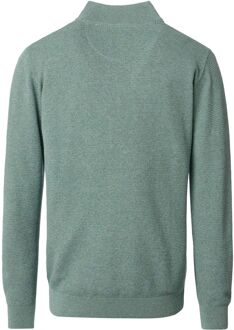 Halfzip Trui Structure Melange Lichtgroen - 3XL,4XL,5XL,L,M,XL,XXL