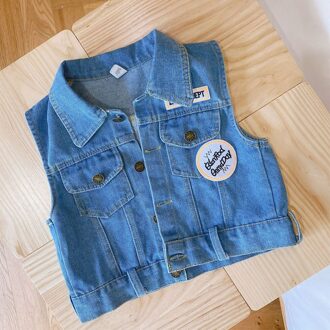 Halilo Fall Meisjes Vest Blauw Denim Koreaanse Stijl Peuter Meisje Kleding Verjaardag Baby Bovenkleding Vest Casual Kids Tops 6T