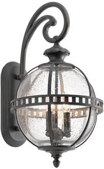 Halleron buitenwandlamp, Ø 30,5cm, londonderry grijs, transparant