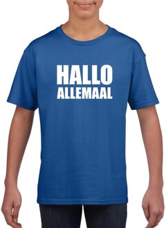 Hallo allemaal tekst blauw t-shirt voor kinderen M (134-140)