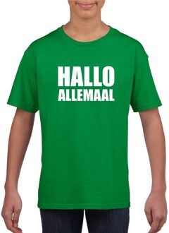 Hallo allemaal tekst groen t-shirt voor kinderen XS (110-116)