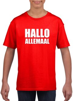 Hallo allemaal tekst rood t-shirt voor kinderen M (134-140)