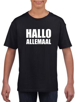 Hallo allemaal tekst zwart t-shirt voor kinderen L (146-152)
