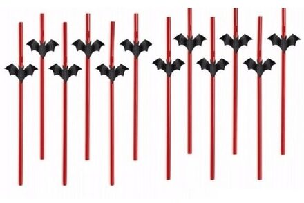 Halloween - 12x Halloween Vleermuis Rietjes - Drinkrietjes