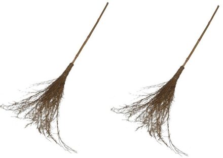 Halloween -  2x Heksen bezem 110 cm - Halloween versiering/decoratie - Verkleedaccessoires voor heksen - Heksenbezems