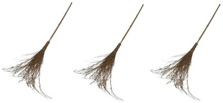 Halloween -  3x Heksen bezem 110 cm - Halloween versiering/decoratie - Verkleedaccessoires voor heksen - Heksenbezems