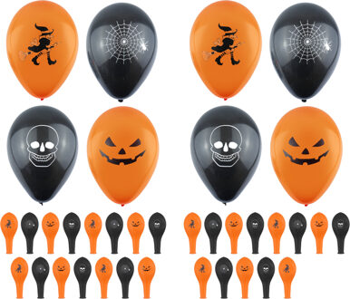 Halloween ballonnen met prints - 36x stuks - 23 cm - Halloween feestversiering - decoratie