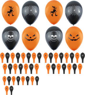Halloween ballonnen met prints - 48x stuks - 23 cm - Halloween feestversiering - decoratie