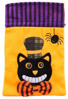 Halloween Candy Bag Kinderen Pompoen Zak Bos Mond Snoep Chocolade Zak Halloween Non-woven Draagtas Accessoires zwart kat