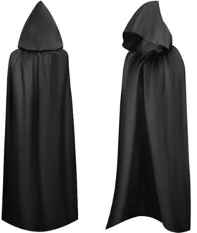 Halloween cape - zwart - polyester - one size - met capuchon - halloween - carnaval - volwassenen