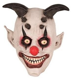 Halloween clown met hoorns feest masker - van latex - enge verkleedmaskers - volwassenen Wit
