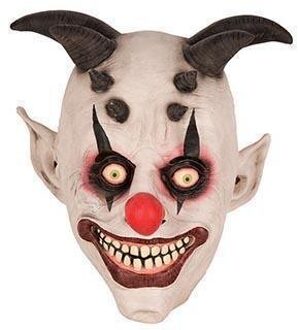 Halloween clown met hoorns feest masker - van latex - enge verkleedmaskers - volwassenen