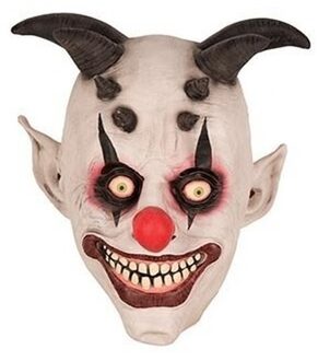 Halloween clown met hoorns masker van latex Wit
