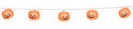 Halloween deco LED verlichting/lampjes pompoenen - op batterijen - 180 cm - griezel uitstraling Oranje