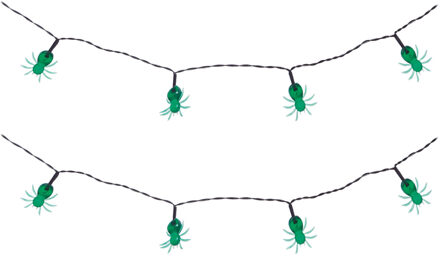 Halloween deco LED verlichting/lampjes spinnen - 2x - op batterijen - 115 cm - griezel uitstraling