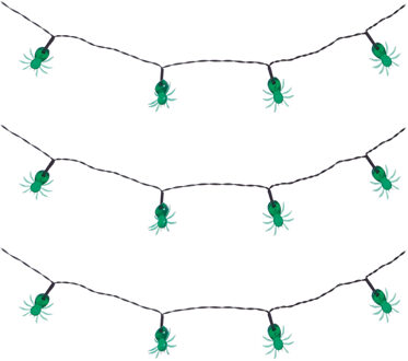 Halloween deco LED verlichting/lampjes spinnen - 3x - op batterijen - 115 cm - griezel uitstraling