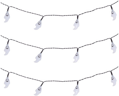 Halloween deco LED verlichting/lampjes spookjes - 3x - op batterijen - 115 cm - griezel uitstraling