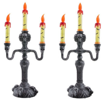 Halloween decoratie kandelaar met licht - 2x - 40 cm - Horror thema