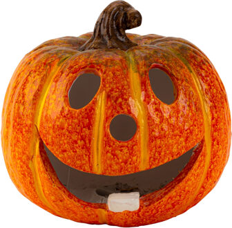 Halloween decoratie - oranje - polyresin - Dia 27 cm - pompoen - LED