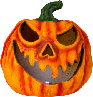 Halloween decoratie - oranje - polyresin - Dia 33 cm -pompoen - LED Multi