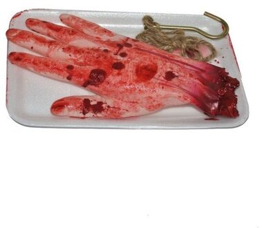 Halloween decoraties - Afgehakte hand met vleeshaak - 19 cm - Horror scene - pvc Multi