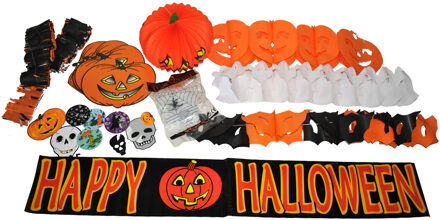 Halloween decoratieset - 22-delig - feestdecoratie/versierpakket