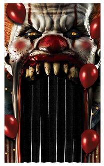 Halloween deurgordijn - horror clown - 145 x 240 cm - Halloween versiering