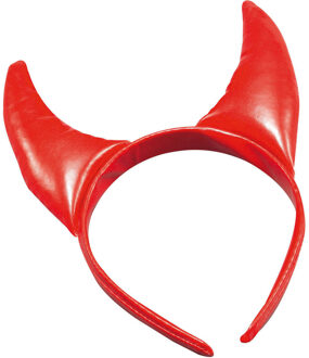 Halloween diadeem - duivel hoorntjes - rood - vinyl - tiara/haarband - Verkleedhoofddeksels