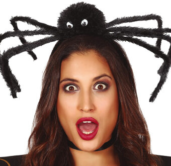 Halloween diadeem - grote spin - one size - zwart - meisjes/dames - Verkleedhoofddeksels