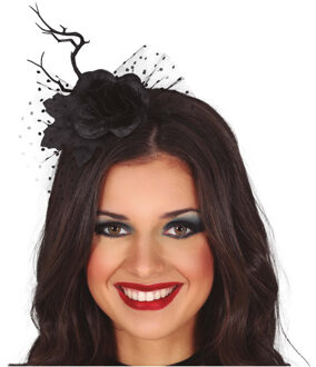 Halloween diadeem/haarband - bloem en tak - zwart - one size - accessoires