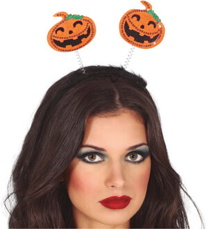 Halloween diadeem - pompoen - one size - oranje - meisjes/dames - Verkleedhoofddeksels