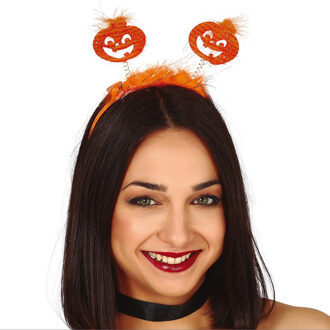 Halloween diadeem - pompoen - one size - oranje - meisjes/dames - Verkleedhoofddeksels