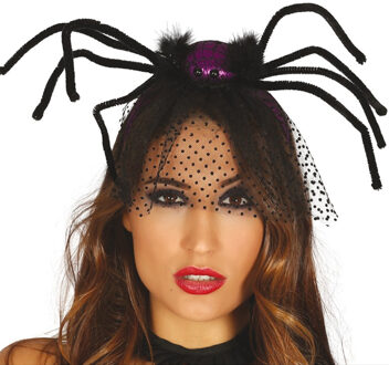 Halloween diadeem - spin en sluier - one size - paarsA - meisjes/dames - Verkleedhoofddeksels